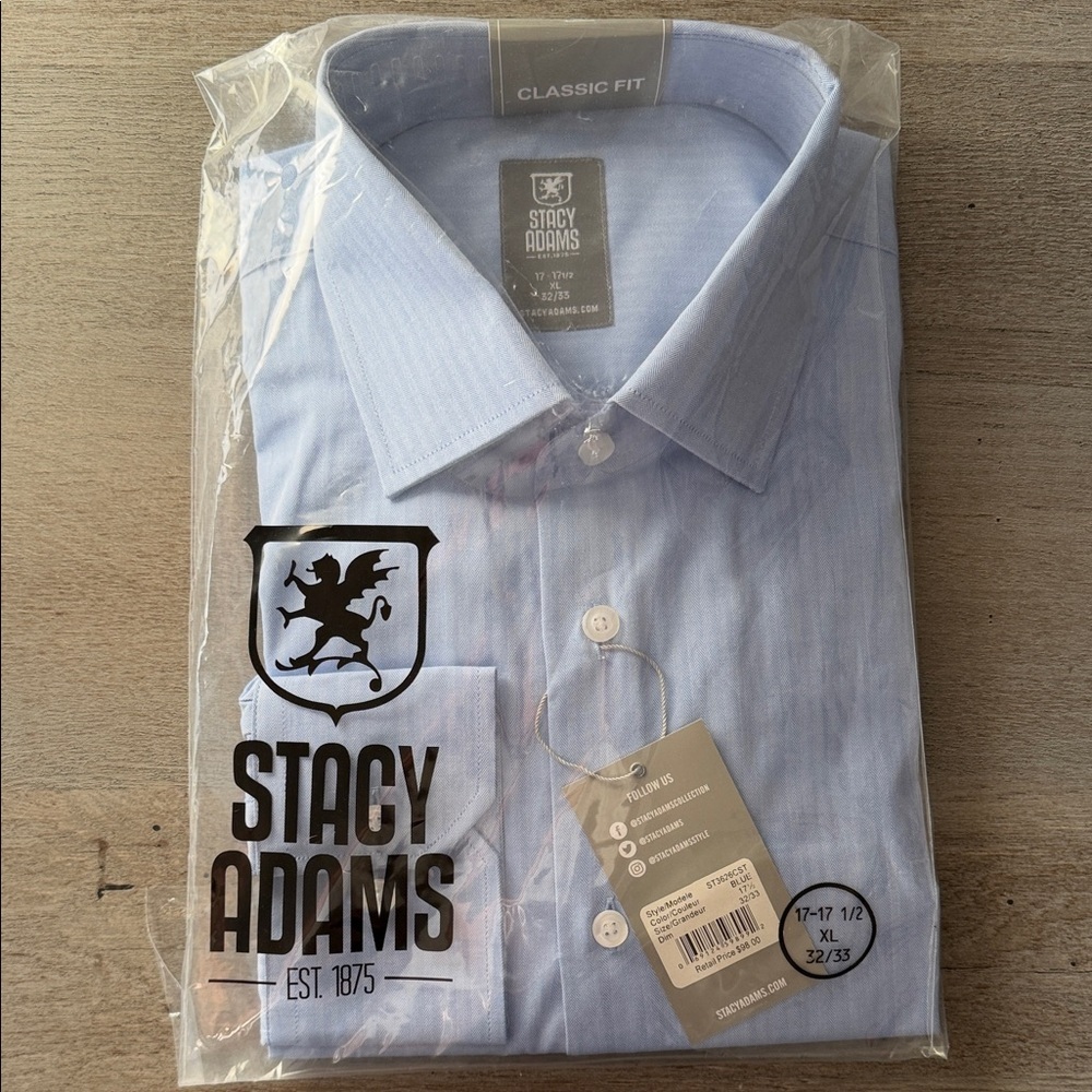 Stacy Adams Light Blue Classic Fit Men's Dress Shirt